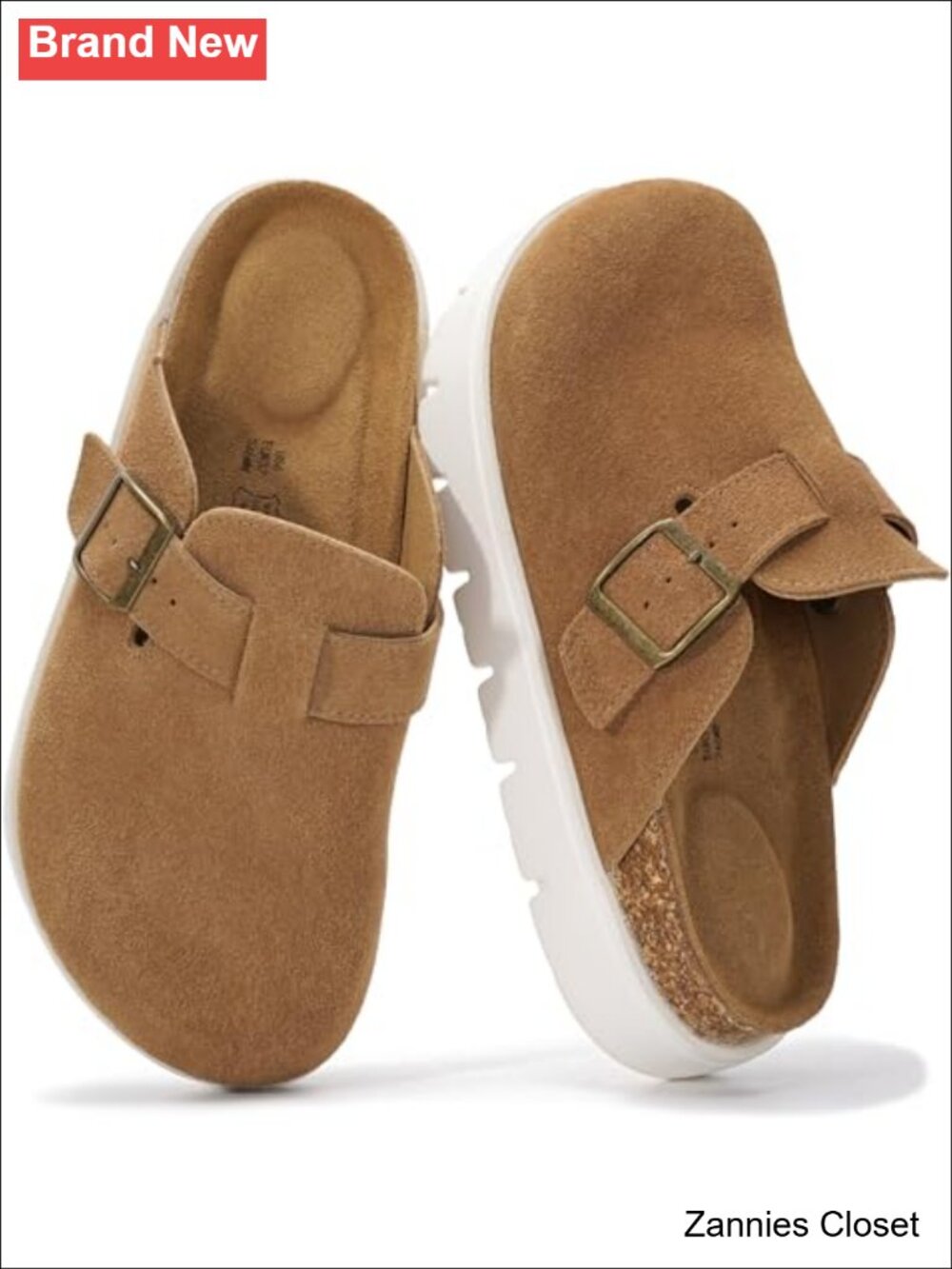 ✨ Project Cloud Genuine Leather Platform Clogs Womens Cork Footbed Slip On Mules